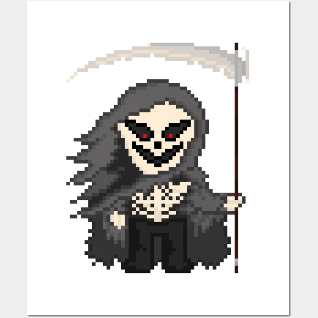 Pixel Monster Grim Reaper (White) Wall Art by gkillerb